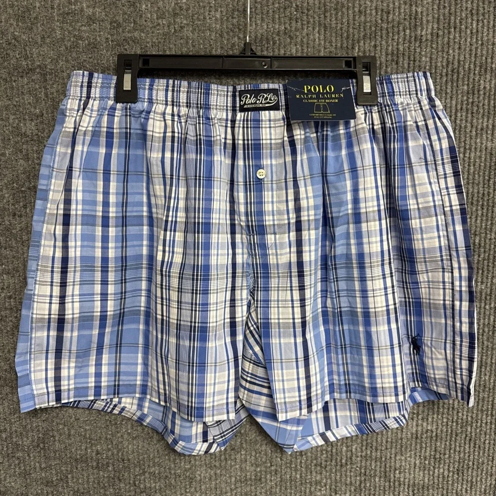 Polo Ralph Lauren Mens Classic Fit Plaid 100% Cotton Size XL Woven Boxer Shorts
